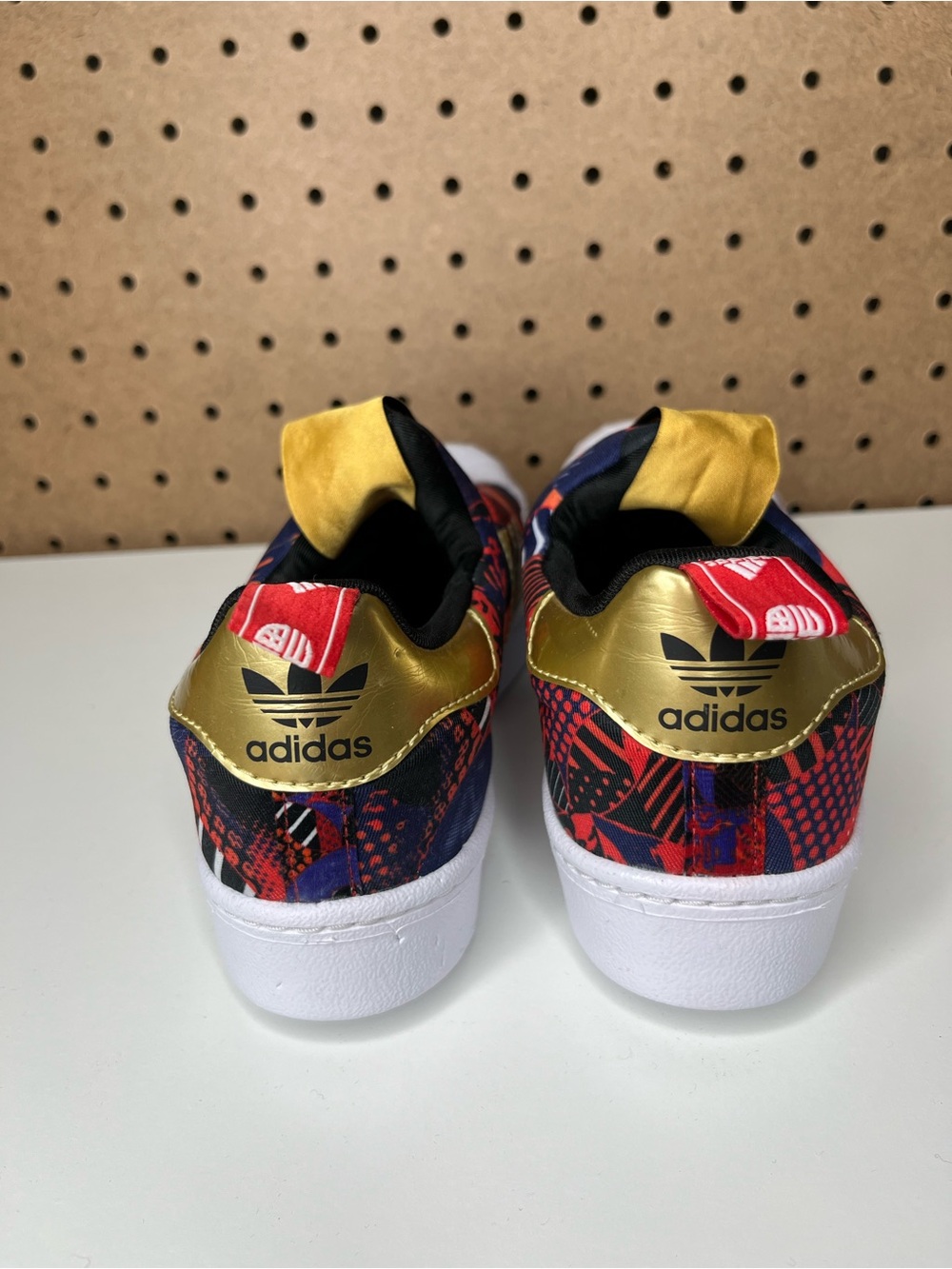 adidas Kids Slip-On Sneakers in Red, Black & Gold Accents - Picture 3 of 7